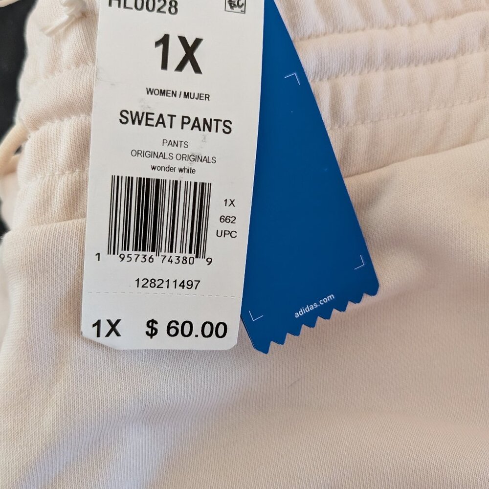 Adidas Cream Color Sweatpants 1x *Brand New* w/ red stripe down leg Nwt